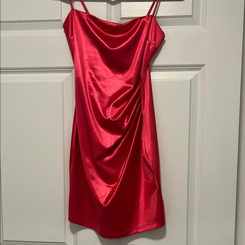 Sleek Red Satin Slip Dress